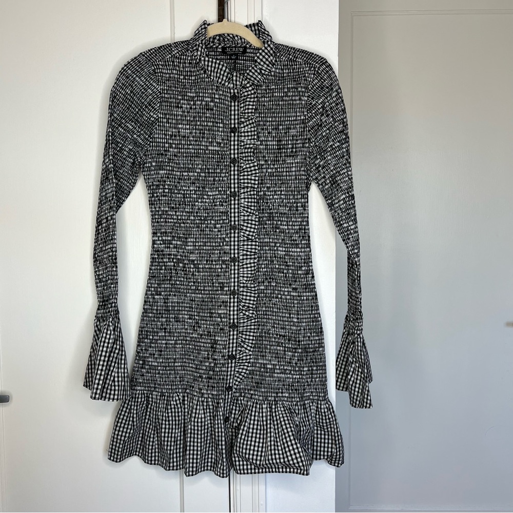NWT JCrew Gingham Ruffle dress